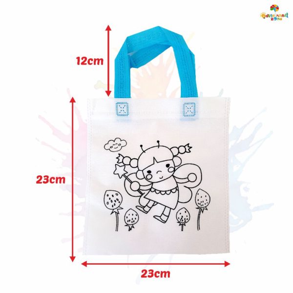 Kids coloring tote bag 23cm by 23cm pack by 12's