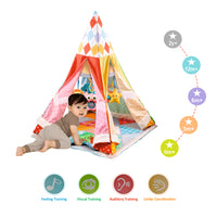 Multicolor toddlers gym tent activity play mat game mat with duvet and hangers infant toddler kids indoor and outdoor