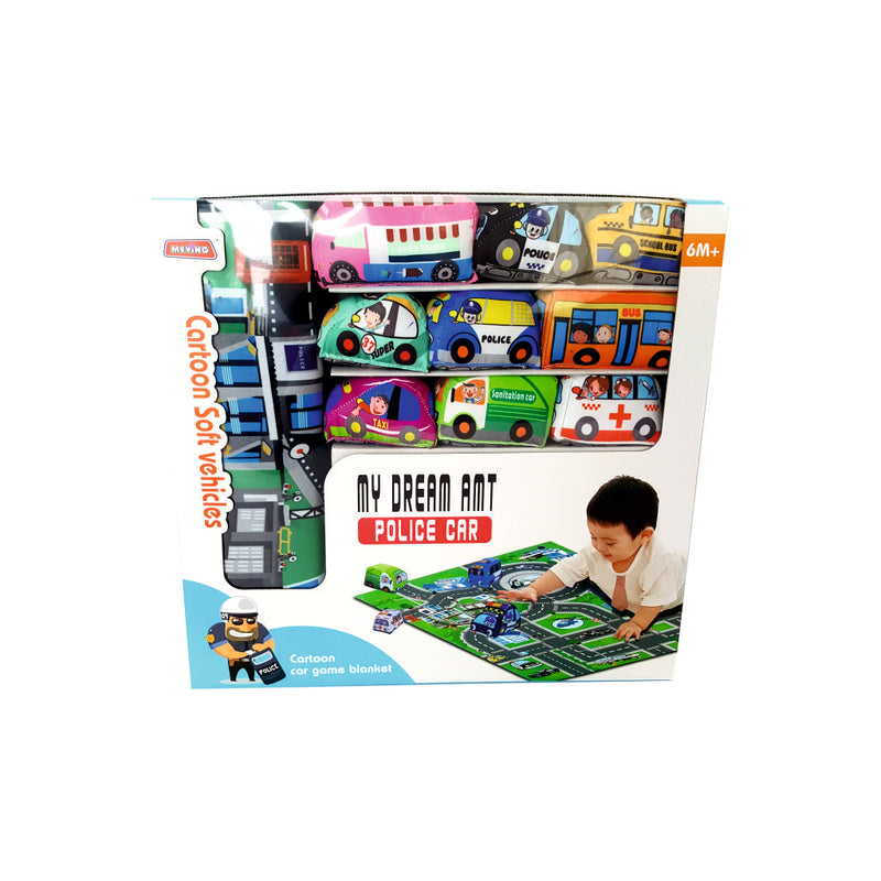 Police traffic mat with soft vehicle set
