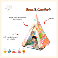 Baby gym tent mat training playmat active game tent with soft cushion mat, sidings, and hanging toys
