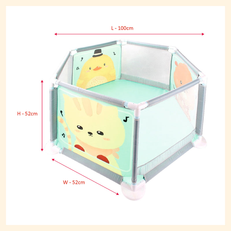 Cute animal printed sidings breathable mesh playpen