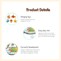 Baby kids game play activity gym mat crawling carpet with safety guard mesh colorful balls, pillow, hangers baby play mat