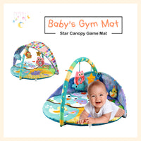Half-sided baby play gym mat with single flexible arc and hanger toys for infant and toddlers
