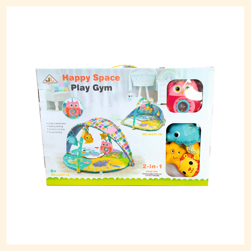 Half-sided baby play gym mat with single flexible arc and hanger toys for infant and toddlers