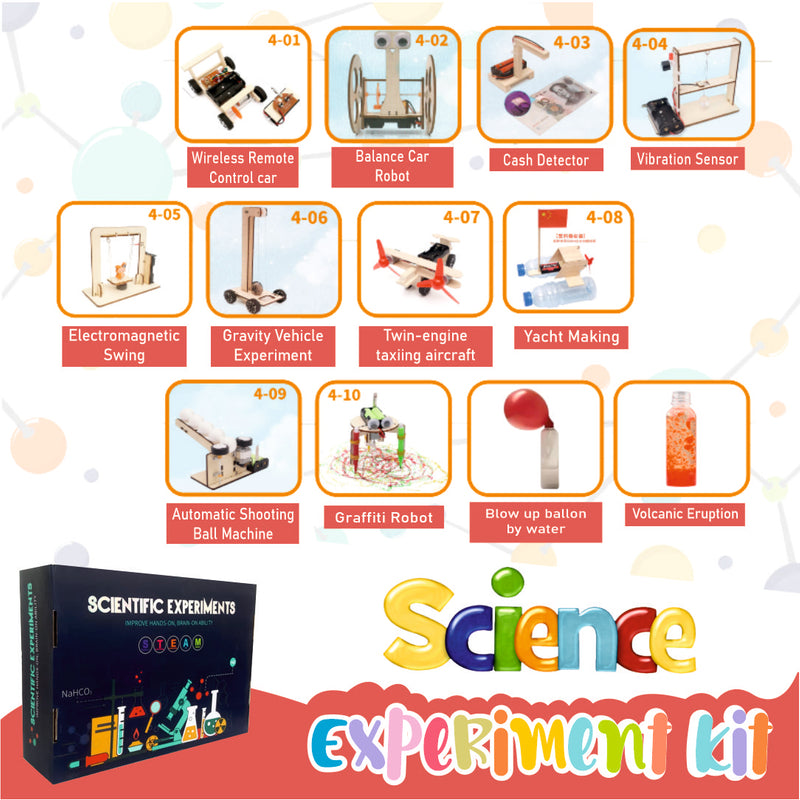 Scientific experiment set of 12 different projects up to grade 4 kids