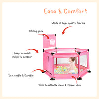 Breathable mesh playpen with basketball ring