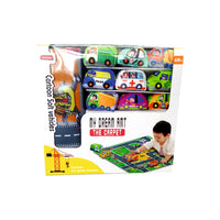 Construction traffic mat with soft vehicle set