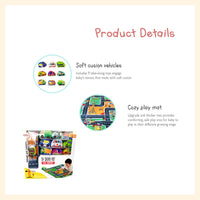 Construction traffic mat with soft vehicle set
