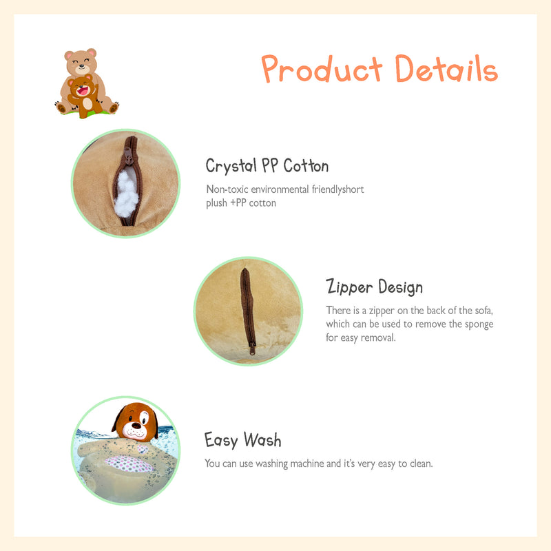Bear figure plush kids floor seat with anti slip bottom