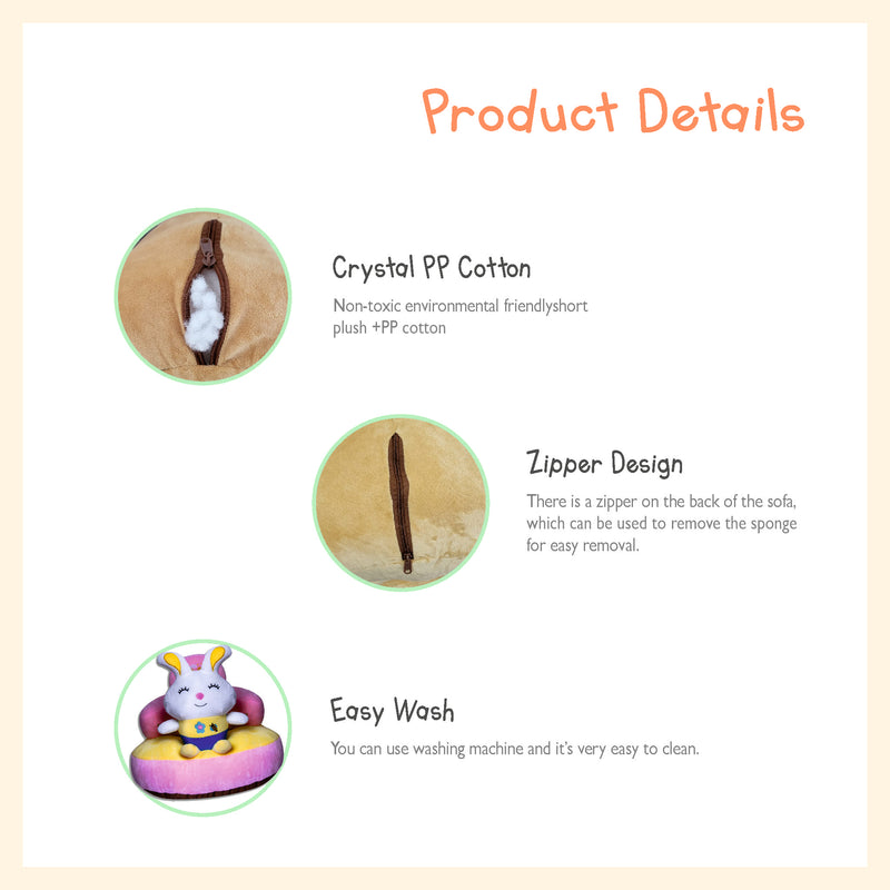 Cartoon bunny animal figure plush sofa seat learning to sit chair for kids