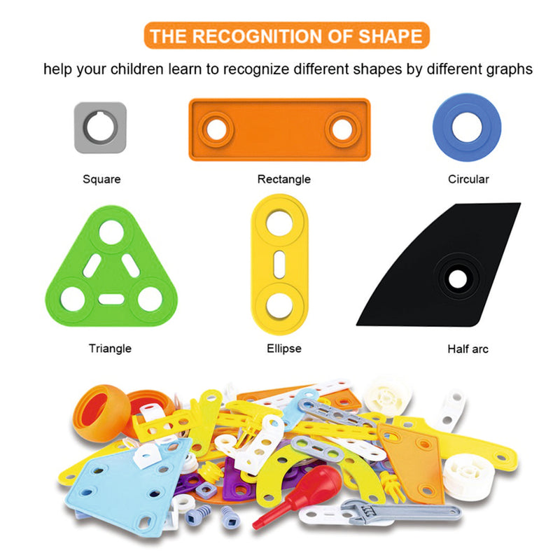 STEAM toy build and play plastic assembly 132pieces with sturdy storage box