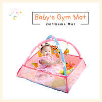 Baby gym mat activity play mat with side mesh and flexible arcs for toy hanger ball pit in pink infant and up