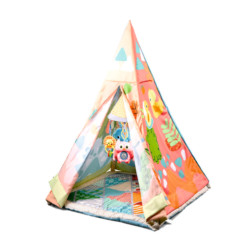 Baby gym tent mat training playmat active game tent with soft cushion mat, sidings, and hanging toys