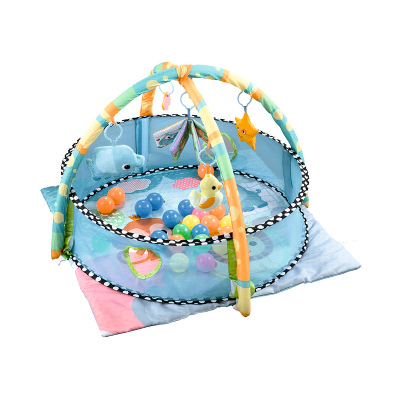 Baby gym & ball pit kids game play center mat development station with balls & hanger for infant toddler