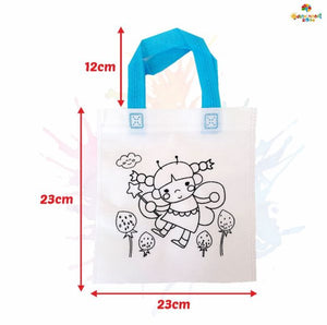 Kids coloring tote bag 23cm by 23cm pack by 12's