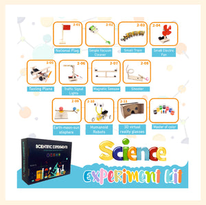 Grade 2 ages science experiment kit with 12 different projects in a resealable pouches
