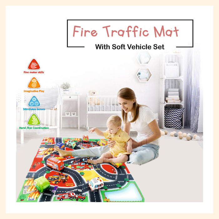 Educational Road Traffic mat with soft vehicle set baby crawling and playing activity toy car map learn and have fun safely