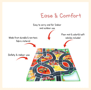 Educational Road Traffic mat with soft vehicle set baby crawling and playing activity toy car map learn and have fun safely