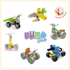 Beginner assembly build and play toys with with tool and manual