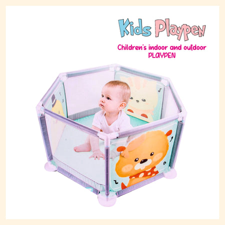 Cute animal printed sidings breathable mesh playpen