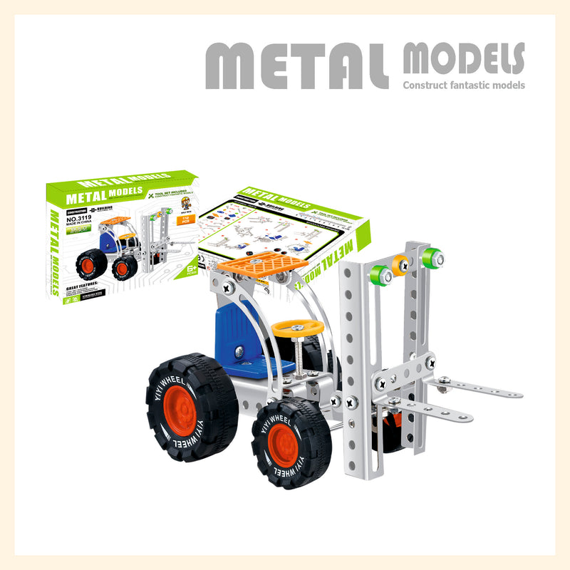 Forklift Equipment metal model assembly construction with tools and manual