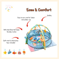 Baby gym & ball pit kids game play center mat development station with balls & hanger for infant toddler
