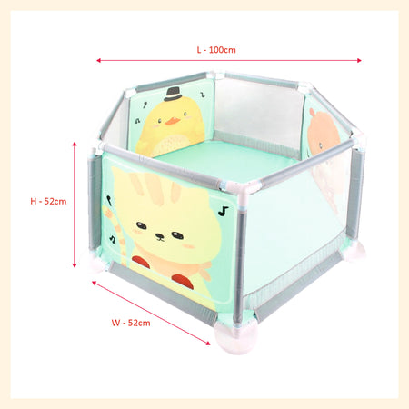 Cute animal printed sidings breathable mesh playpen