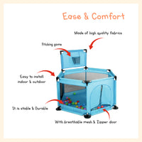 Breathable mesh playpen with basketball ring
