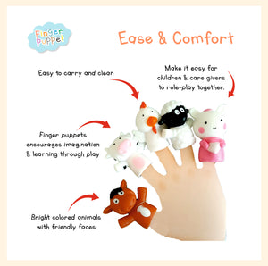 Farm Animal finger puppet set 5pcs. adorable animal figure