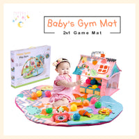 Baby activity gym mat play game mat for infant toddler with ocean balls, rattles, and shapes
