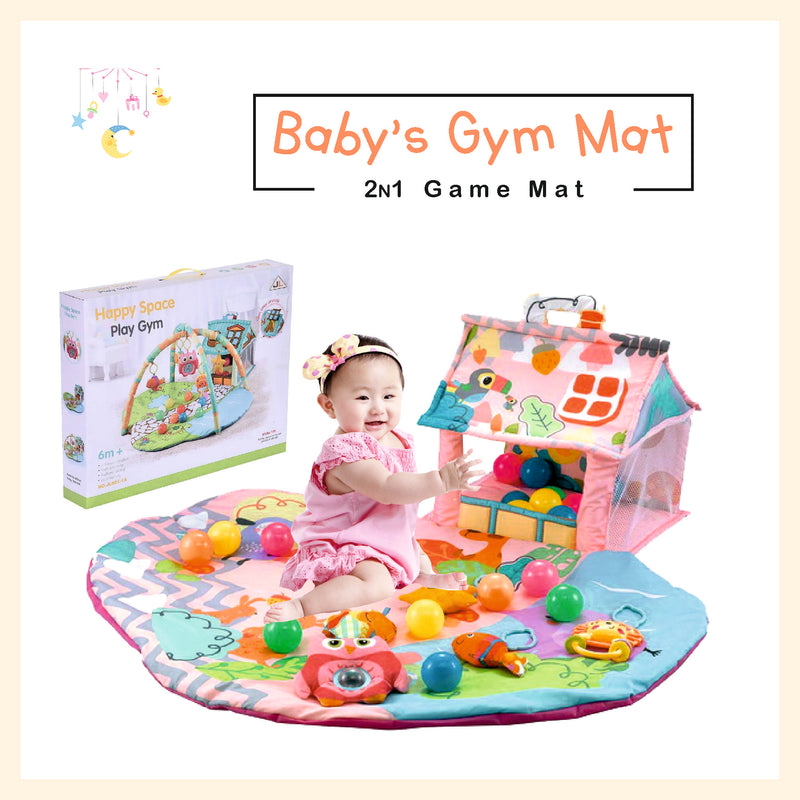 Baby activity gym mat play game mat for infant toddler with ocean balls, rattles, and shapes