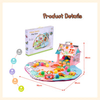 Baby activity gym mat play game mat for infant toddler with ocean balls, rattles, and shapes
