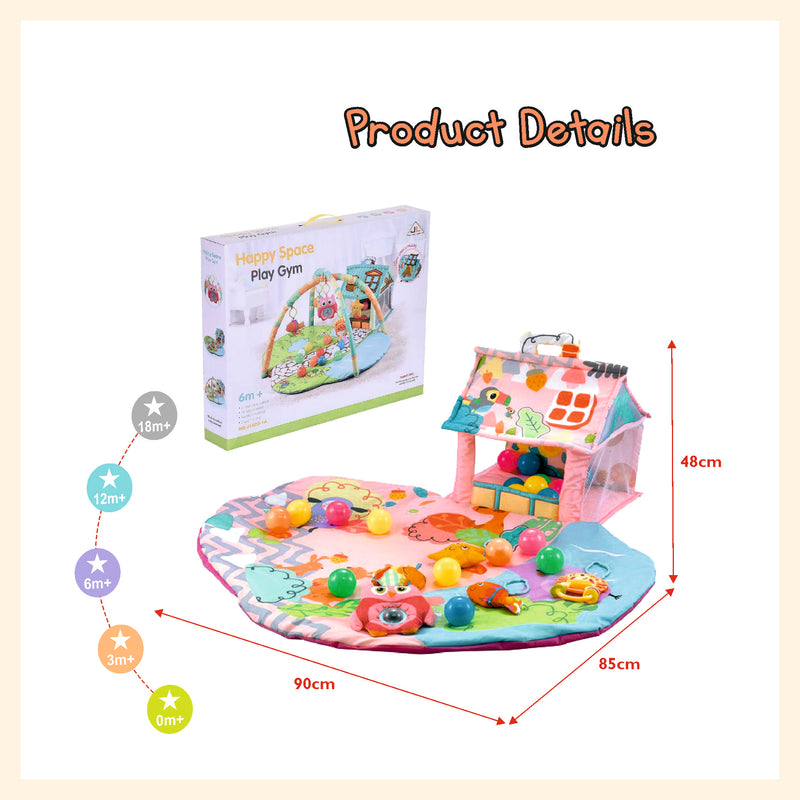 Baby activity gym mat play game mat for infant toddler with ocean balls, rattles, and shapes