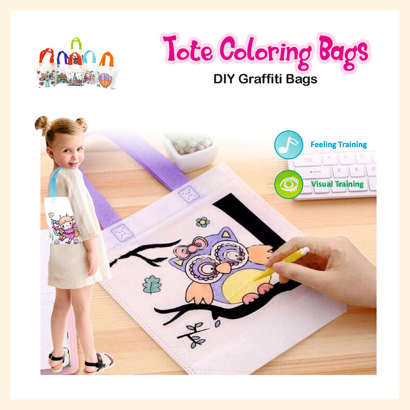 Coloring tote bag for kids 30cm by 26cm pack by 12's