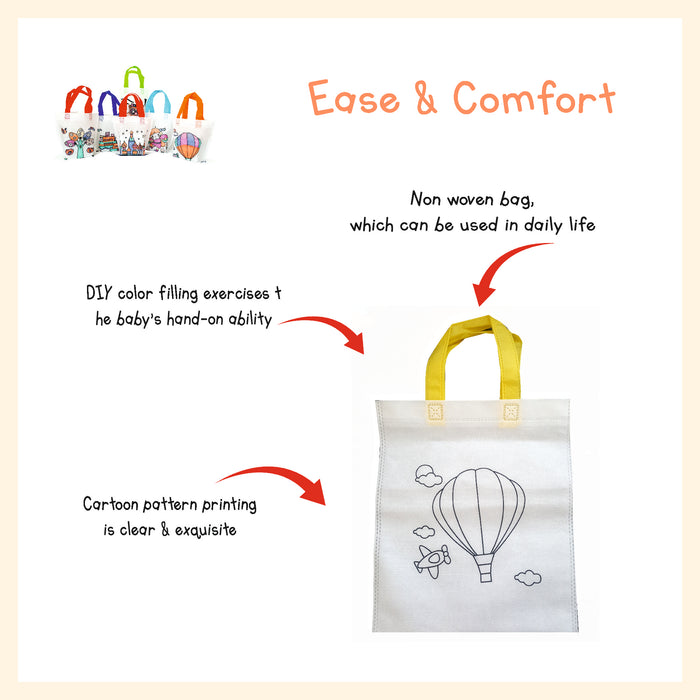 Coloring tote bag for kids 30cm by 26cm pack by 12's