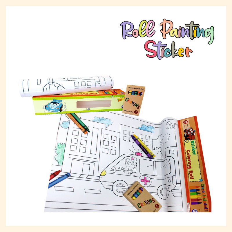 Car series kids coloring poster roll educational art set with coloring marker