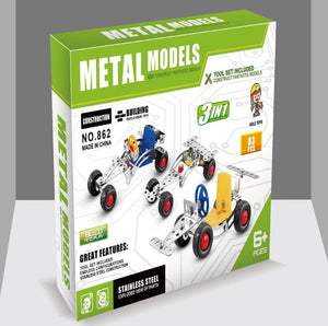 Race car metal construction with tool set