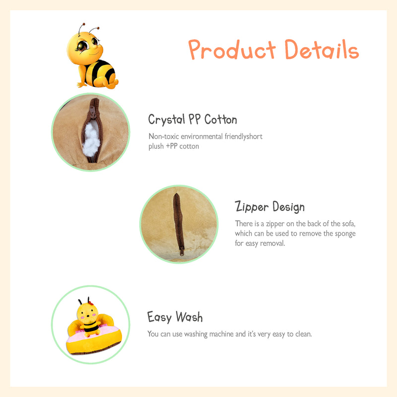 Cartoon bee figure plush sofa seat learning to sit chair for kids