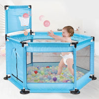 Breathable mesh playpen with basketball ring
