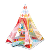 Multicolor toddlers gym tent activity play mat game mat with duvet and hangers infant toddler kids indoor and outdoor
