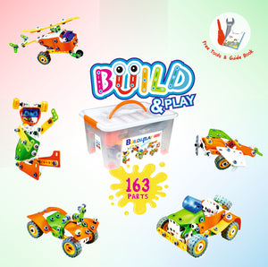 Large build and play 163pieces with tools and manual comes in a storage box
