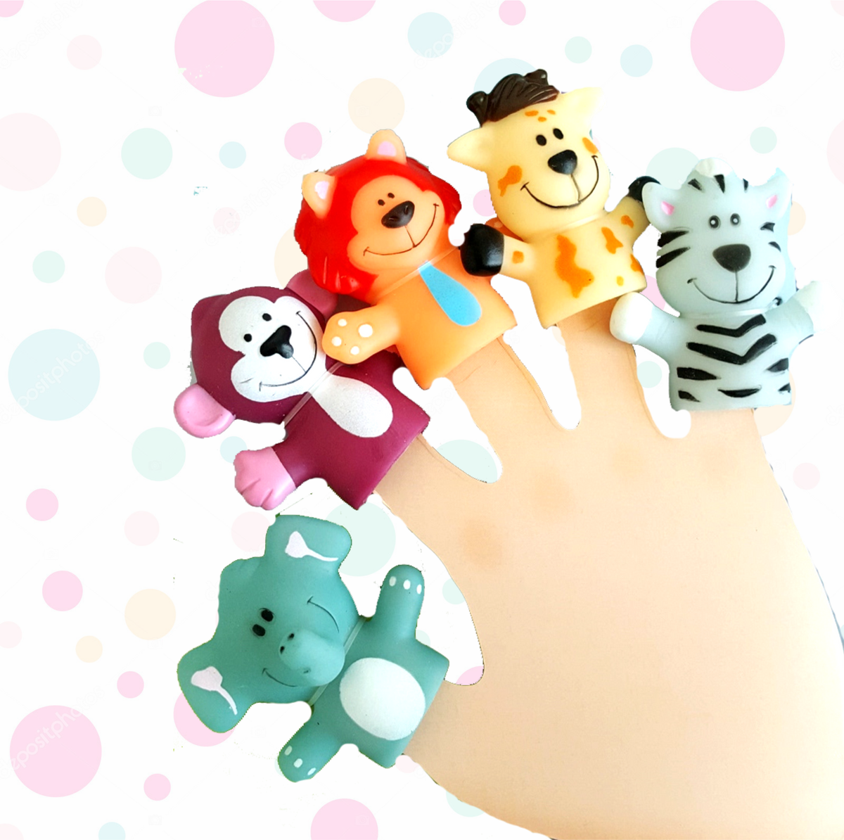 Zoo Animal finger puppet set 5pcs charming creature figure ...