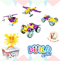 Medium build and play 98pieces with tools and manual comes in a storage box
