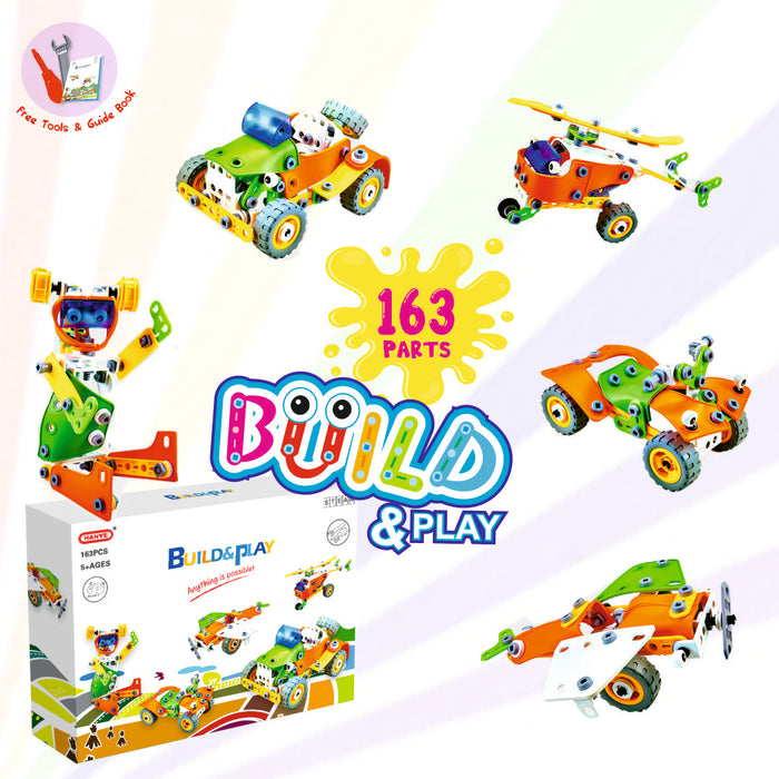 Mega build and play plastic assembly STEAM toy for kids